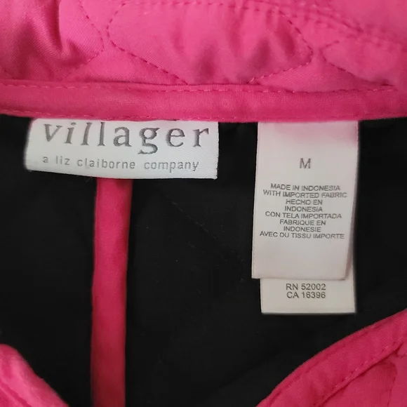 Villager by Liz Claiborne pink quilted jacket size M button front lightweight - Picture 8 of 10
